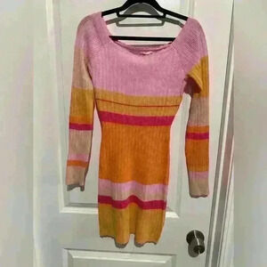 Oneleven Size Small Pink/Orange multicolor Sweater Dress NWT